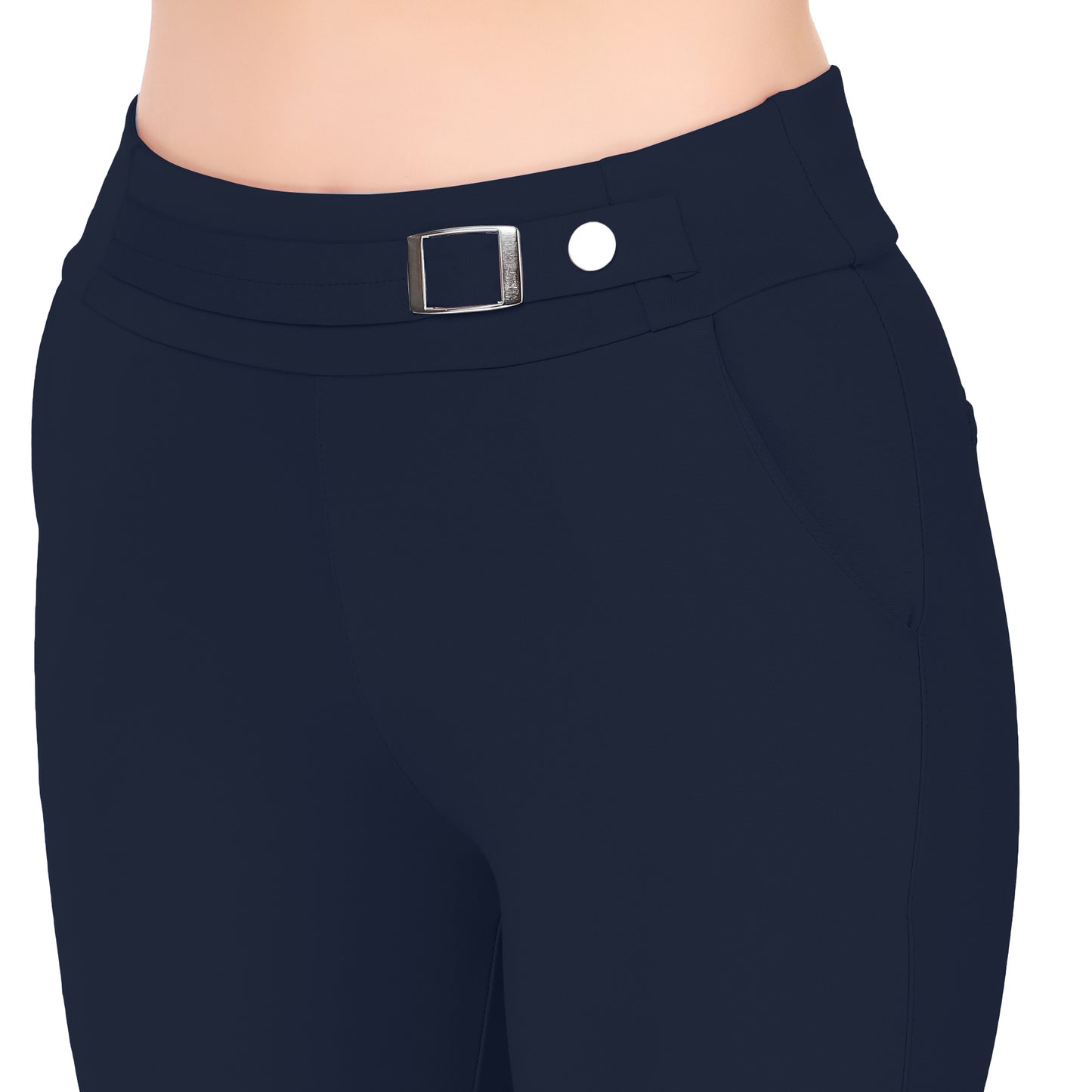 Most Comfortable Women's Mid-Waist Jeggings with 2 Front Pockets - DarkSlateBlue