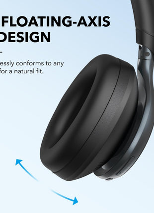 soundcore by Anker,Space One Active Noise Cancelling Bluetooth Over Ear Headphones with Travel Pouch,2X Stronger Voice Reduction,40H ANC Playtime,App Control,Ldac Hi-Res,Ergo Design for Comfort Fit 