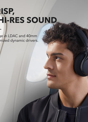 soundcore by Anker,Space One Active Noise Cancelling Bluetooth Over Ear Headphones with Travel Pouch,2X Stronger Voice Reduction,40H ANC Playtime,App Control,Ldac Hi-Res,Ergo Design for Comfort Fit 