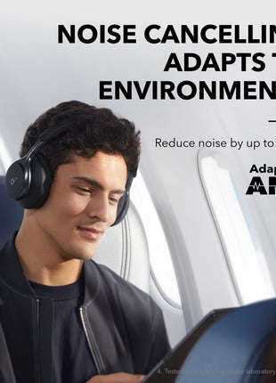 soundcore by Anker,Space One Active Noise Cancelling Bluetooth Over Ear Headphones with Travel Pouch,2X Stronger Voice Reduction,40H ANC Playtime,App Control,Ldac Hi-Res,Ergo Design for Comfort Fit 