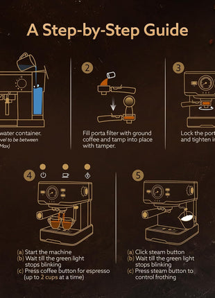 AGARO Imperial Espresso Coffee Maker, Coffee Machine, 15 Bars, With Foaming Milk, Frother Wand for Espresso, Cappuccino, Latte and Mocha, Steam Espresso Maker For Home, Adjustable Milk Frothing and Double Temperature Control System, Stainless Steel, 1100W 