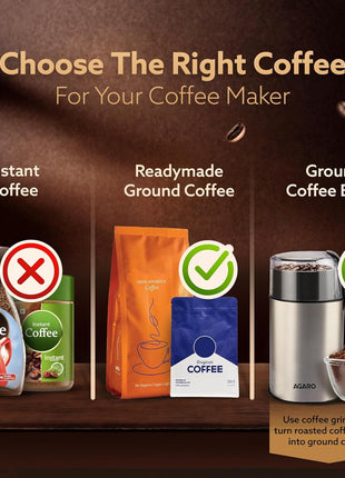 AGARO Imperial Espresso Coffee Maker, Coffee Machine, 15 Bars, With Foaming Milk, Frother Wand for Espresso, Cappuccino, Latte and Mocha, Steam Espresso Maker For Home, Adjustable Milk Frothing and Double Temperature Control System, Stainless Steel, 1100W 