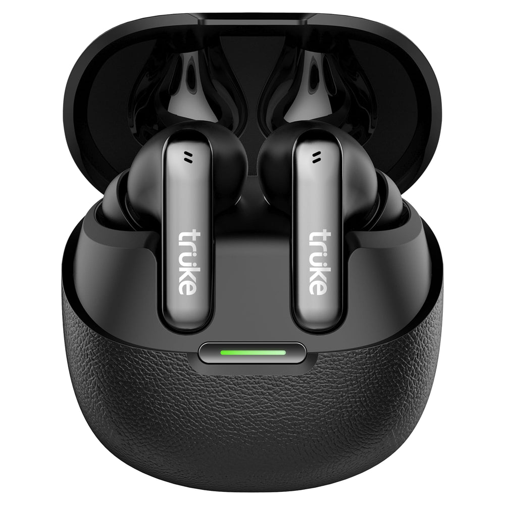 truke New Launch [2025] Mega 7 True Wireless in-Ear Earbuds w/ 24-Bit 360 Spatial Audio, 60H Playtime & Fast Charging Buds, Dual Pairing, 40ms Low Latency TWS, 4-Mic ENC, Made in India-(Coal Black)