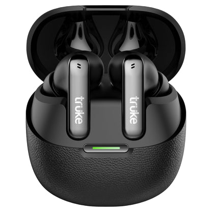truke New Launch [2025] Mega 7 True Wireless in-Ear Earbuds w/ 24-Bit 360 Spatial Audio, 60H Playtime & Fast Charging Buds, Dual Pairing, 40ms Low Latency TWS, 4-Mic ENC, Made in India-(Coal Black) 