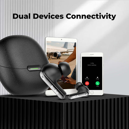 truke New Launch [2025] Mega 7 True Wireless in-Ear Earbuds w/ 24-Bit 360 Spatial Audio, 60H Playtime & Fast Charging Buds, Dual Pairing, 40ms Low Latency TWS, 4-Mic ENC, Made in India-(Coal Black) 