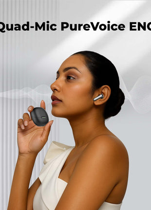 truke New Launch [2025] Mega 7 True Wireless in-Ear Earbuds w/ 24-Bit 360 Spatial Audio, 60H Playtime & Fast Charging Buds, Dual Pairing, 40ms Low Latency TWS, 4-Mic ENC, Made in India-(Coal Black) 