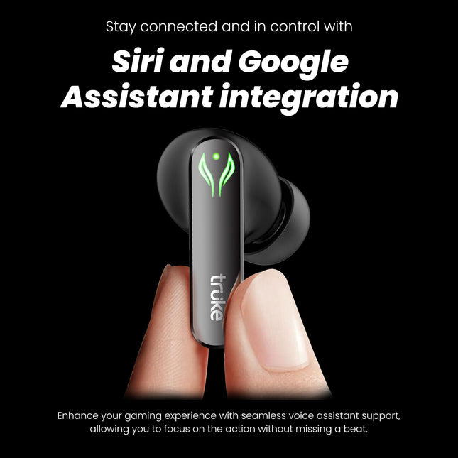 truke New Launch BTG Ultra True Wireless in Ear Earbuds, 40ms Ultra Low Latency Battle Mode™ Gaming Ear Buds, 60H Playtime, Quad Mics Crystal-Clear Calls, Fast Charging, BT 5.4, Noise Cancellation 