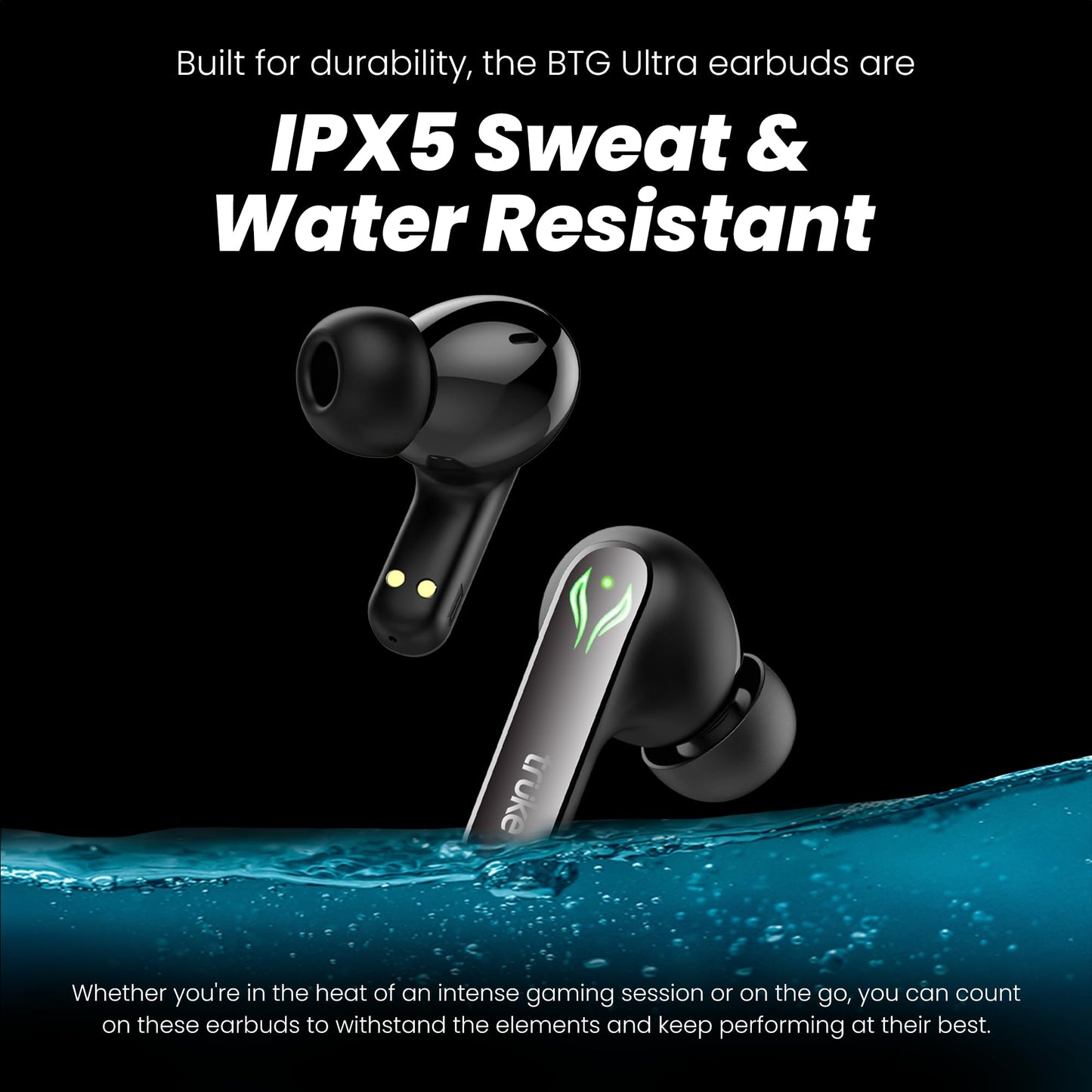 truke New Launch BTG Ultra True Wireless in Ear Earbuds, 40ms Ultra Low Latency Battle Mode™ Gaming Ear Buds, 60H Playtime, Quad Mics Crystal-Clear Calls, Fast Charging, BT 5.4, Noise Cancellation 