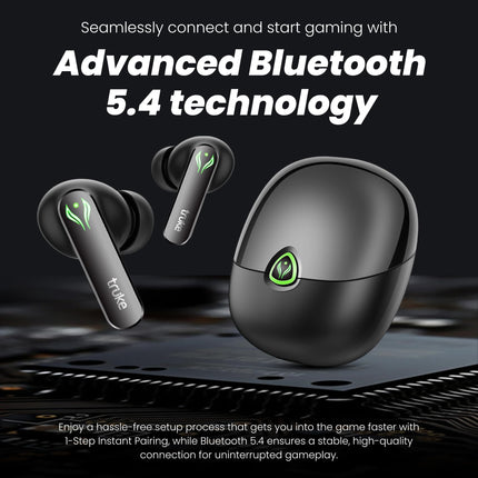 truke New Launch BTG Ultra True Wireless in Ear Earbuds, 40ms Ultra Low Latency Battle Mode™ Gaming Ear Buds, 60H Playtime, Quad Mics Crystal-Clear Calls, Fast Charging, BT 5.4, Noise Cancellation 