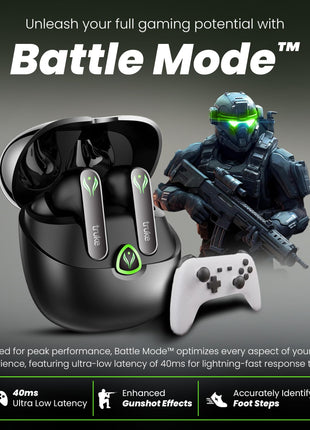 truke New Launch BTG Ultra True Wireless in Ear Earbuds, 40ms Ultra Low Latency Battle Mode™ Gaming Ear Buds, 60H Playtime, Quad Mics Crystal-Clear Calls, Fast Charging, BT 5.4, Noise Cancellation 