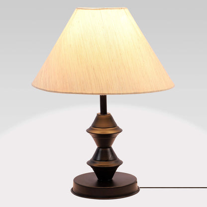tu casa Off White Cotton Shade with Black Metal-Iron Base Table Lamp | Elegant Bedside & Desk Lamp for Bedroom, Living Room, Office, Home Décor & Gifting (Height : 13 Inch/No Blub Included) 