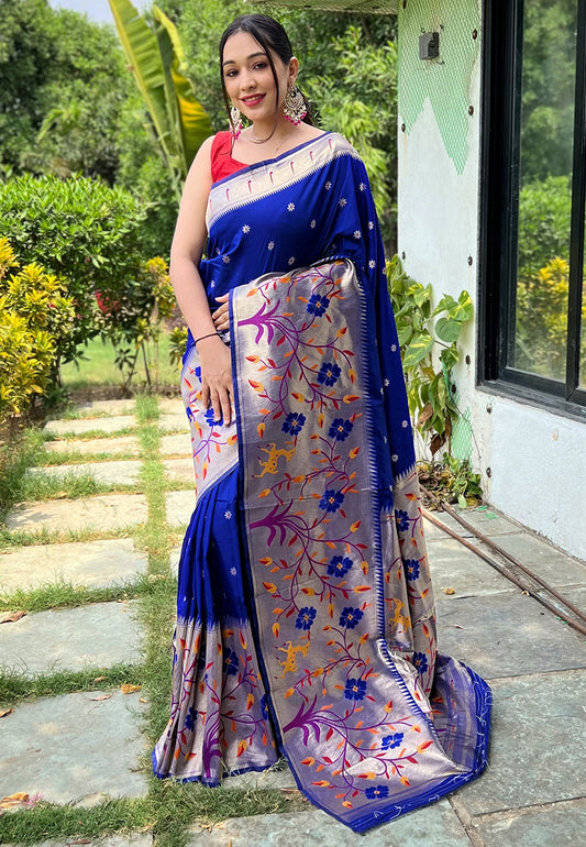 Royal Blue Gayatri Paithani Big Border Woven Saree