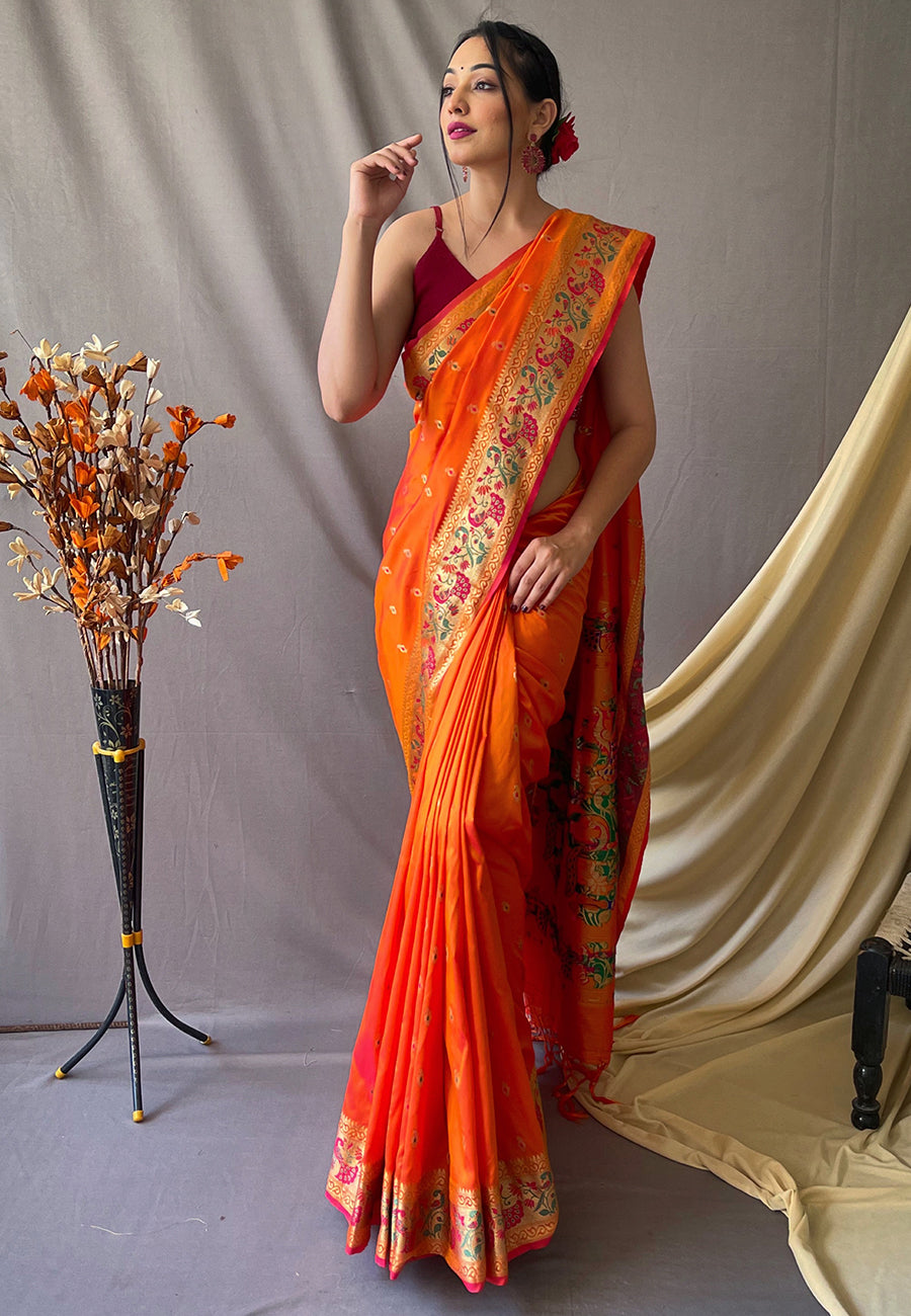 Paithani Silk Vol. 1 Woven Saree Mustard Saris & Lehengas