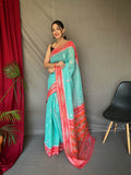 Blue Cotton Ikat Woven Saree Saris & Lehengas