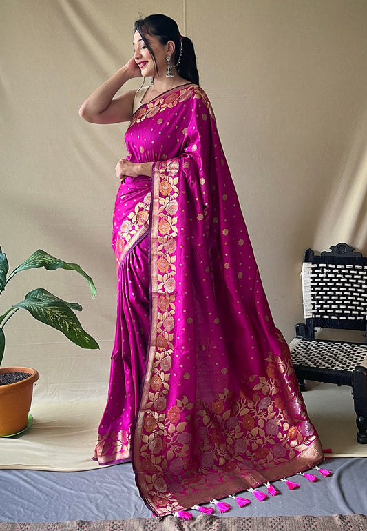 Pink Suhani Banarasi Silk Zari Woven Saree Saris & Lehengas