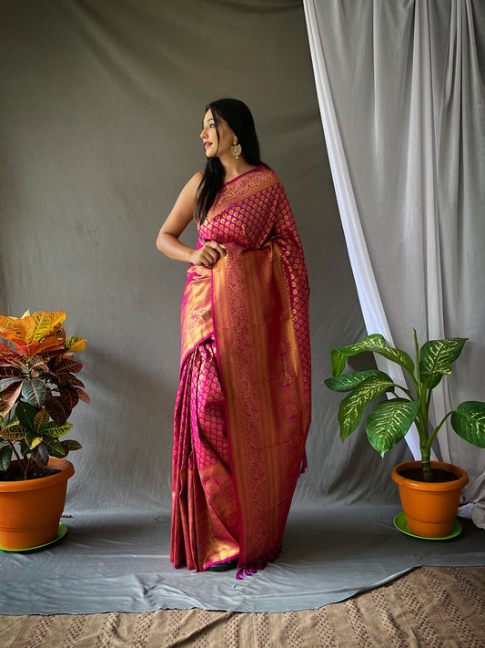 Pure Kanjeevaram Silk #1 Purple Saris & Lehengas