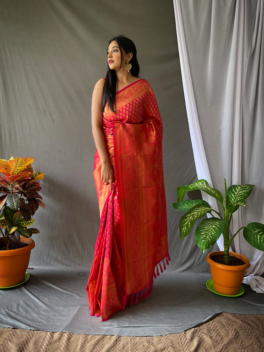 Pure Kanjeevaram Silk #1 Pink Saris & Lehengas