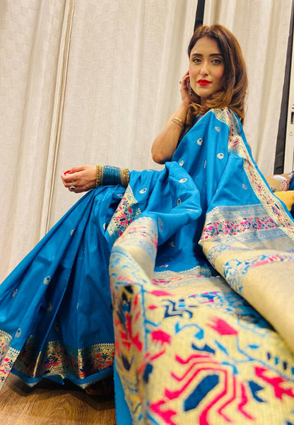 Paithani Silk Vol. 2 Woven Saree Celestial Blue Saris & Lehengas