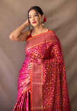 Wine Rajkoti Patola Silk Zari Woven Saree Saris & Lehengas