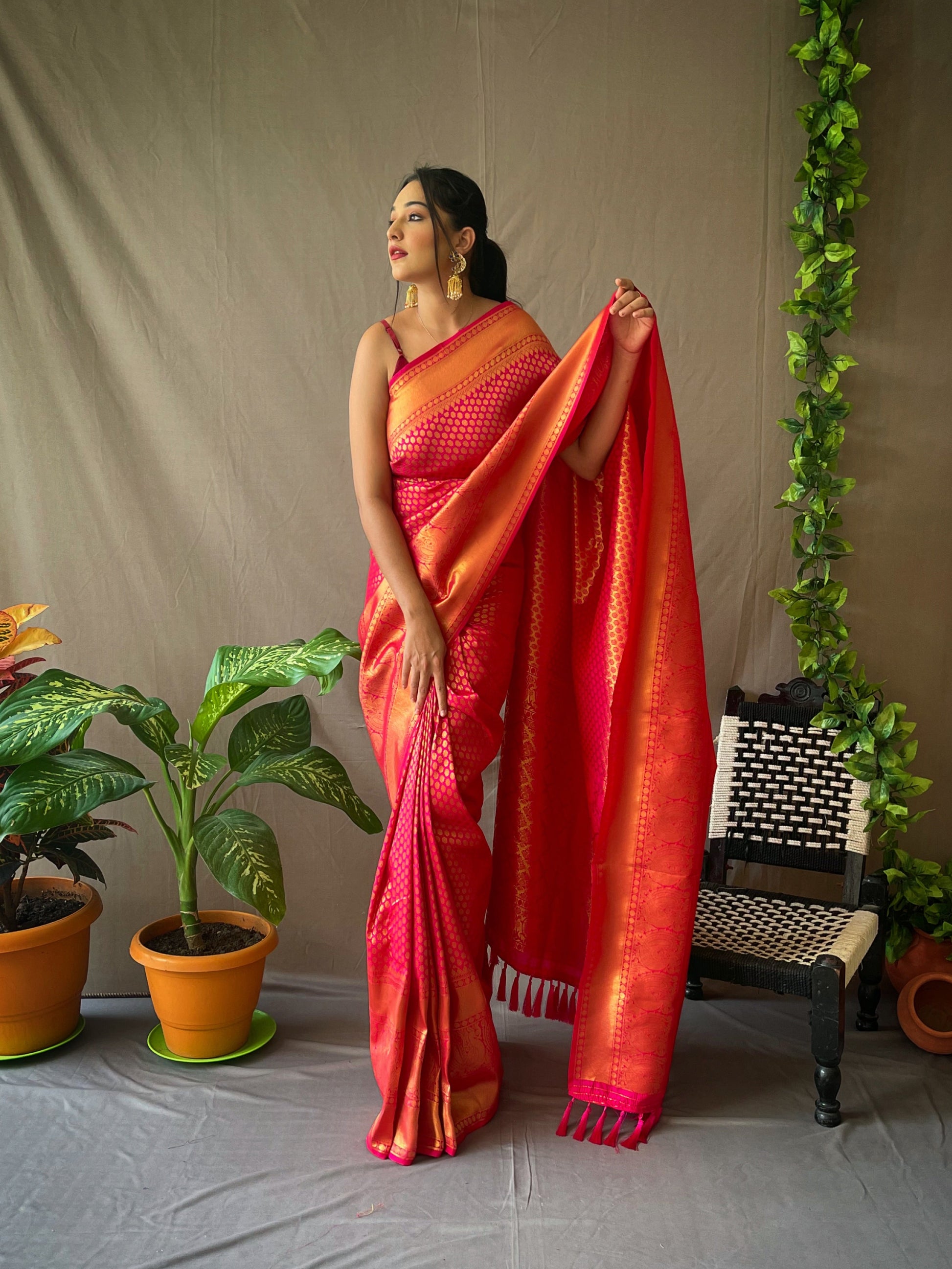 Pure Kanjeevaram Silk #2 Pink Saris & Lehengas