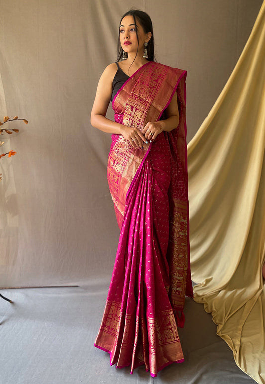 Pink Suhasini Banarasi Silk Zari Woven Saree Saris & Lehengas