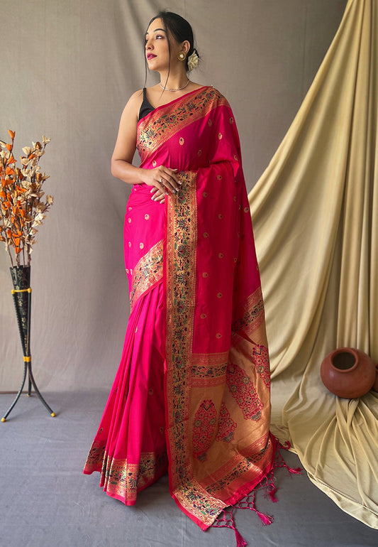 Paithani Silk Vol. 2 Woven Saree Pink Saris & Lehengas