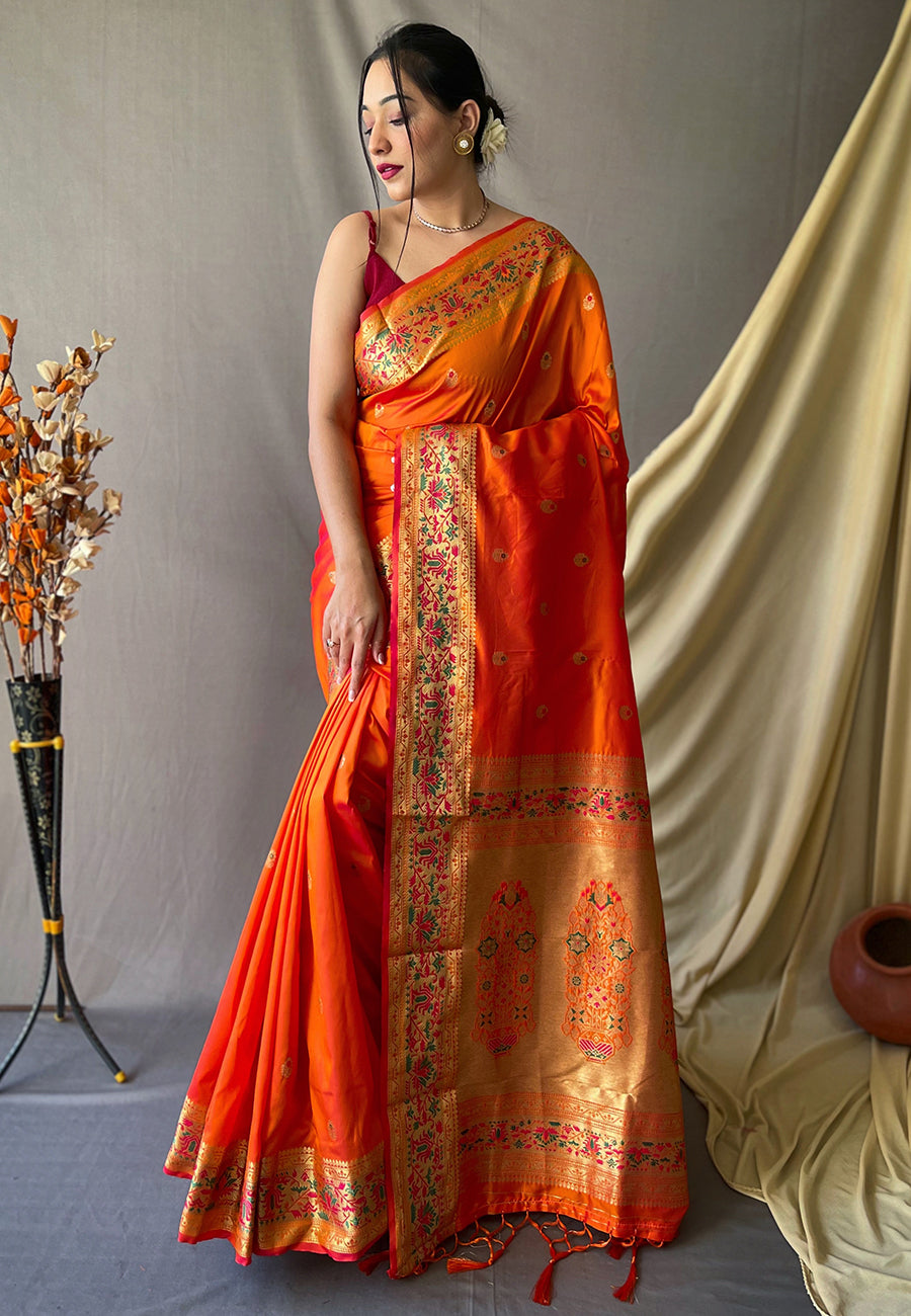 Paithani Silk Vol. 2 Woven Saree Mustard Saris & Lehengas